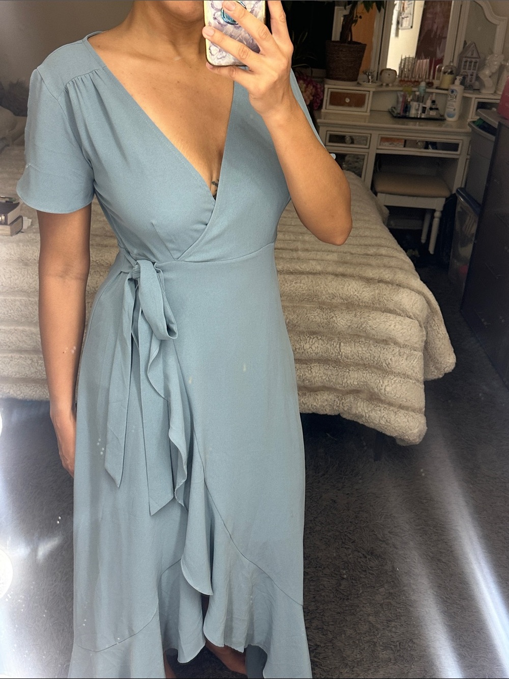 Alter D’ State size Large Light Blue Wrap Dress with Tie Waist used